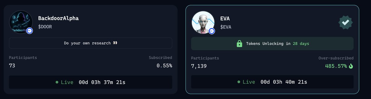 Mega Ventures (@themegaventures) on Twitter photo I have 40K virgen points and I want to pledge all points in $EVA.
Or I need to wait for another upcoming <a href="/virtuals_io/">Virtuals Protocol</a>'s genesis launch. I have 40K virgen points and I want to pledge all points in $EVA.
Or I need to wait for another upcoming <a href="/virtuals_io/">Virtuals Protocol</a>'s genesis launch.