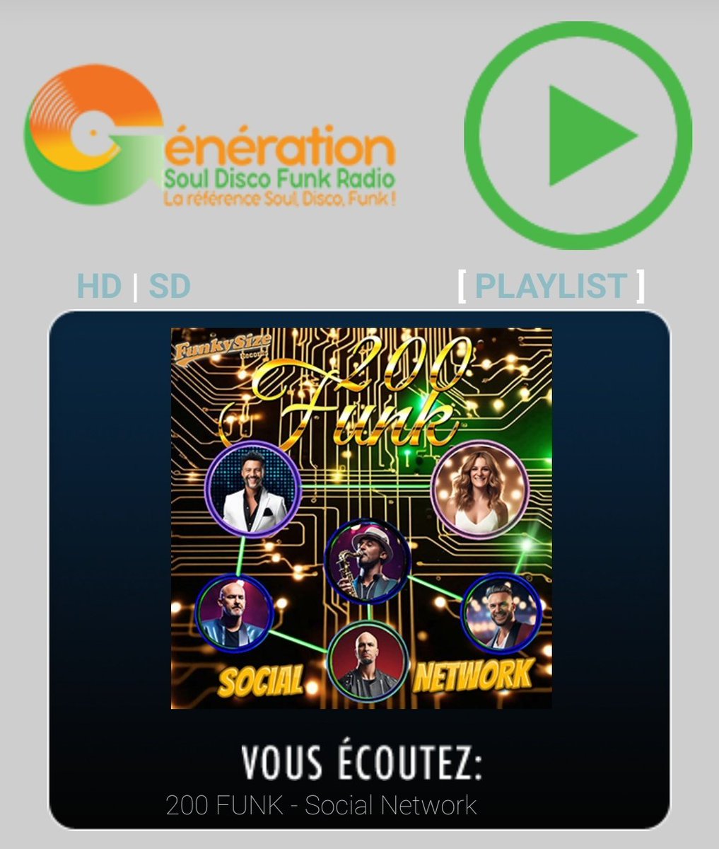 #NowPlaying #NewMusicAlert

"200 FUNK - Social Network" sur GENERATION SOUL DISCO FUNK! 

Écouter / Listen : chk.me/syvYT1g