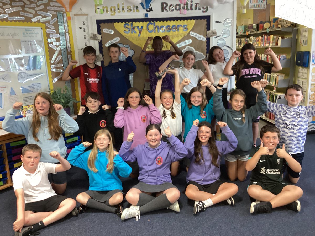 A victorious Year 6 celebrate after winning the attendance trophy for 4 weeks in a row! Can anyone catch us now?…No, they can’t! 🎉🏆 Keep it up guys, let’s end the year as triumphant as we started it!  #alwaysaiminghigh