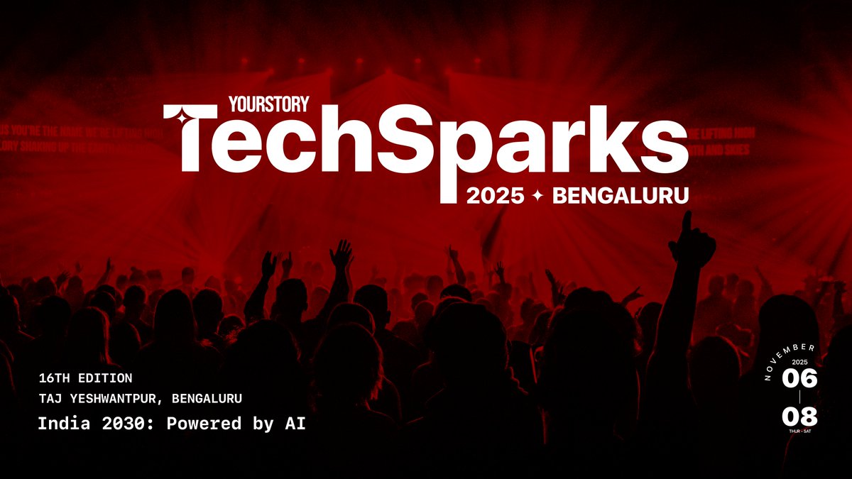 It’s official! #TechSparks2025 is back! This year, we’re powering up for India 2030: Powered by AI. From Nov 6–8 in Bengaluru, join India’s boldest innovators, thinkers, and changemakers at the nation’s most influential startup-tech summit.

Buy Tickets: techsparks.yourstory.com/2025/bengaluru…