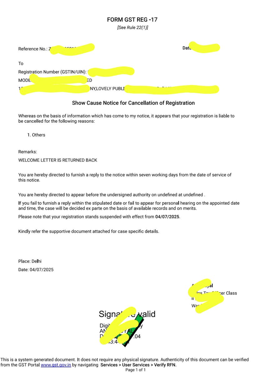_Krishna_shah__'s tweet photo. 🚨 GST Cancellation Harassment Alert! 🚨
Many taxpayers are getting GST cancelled just because the postal Welcome Letter is returned undelivered.

📮 Returned letter ≠ Fake business!

@nsitharaman @FinMinIndia @cbic_india @PMOIndia
#StopTaxTerrorism #EaseofDoingBusiness https://t.co/d785iBDS3H