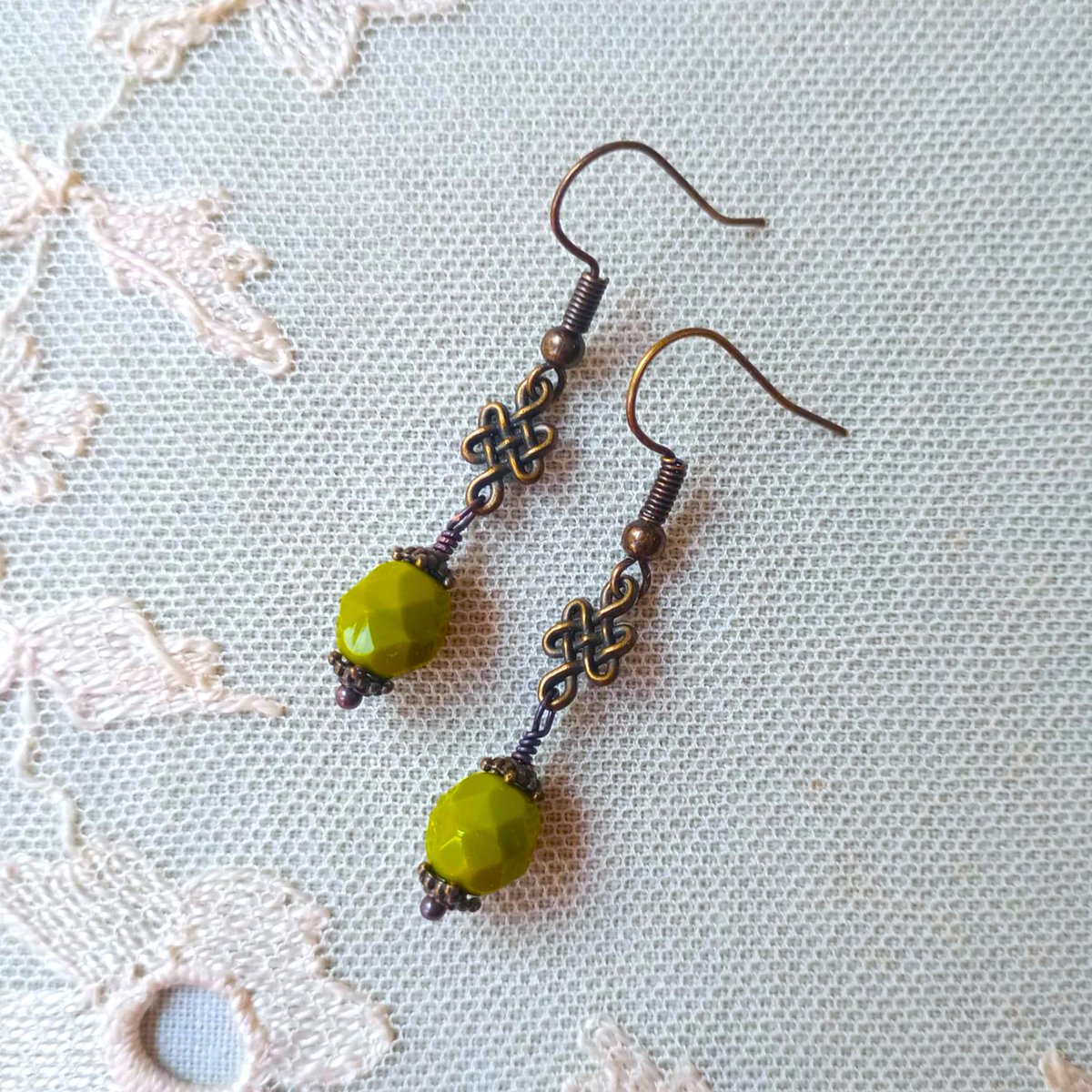 Before &amp; After; some more Czech glass "olivine" green bead earrings, these are a lot daintier than the last pair I made, I enjoy making long earrings but will be creating some smaller  🥰 My latest makes, hope you like them x  #MHHSBD #UKMakers #CraftBizParty #handmadeearrings