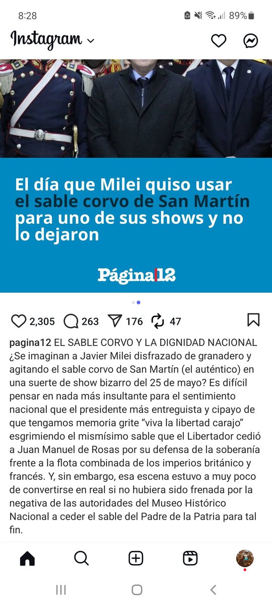matiasoberlin's tweet photo. Me acabo de enterar que a Di Meglio lo echaron porque se negó a que Milei use el sable corvo de San Martín en un espectáculo que queria montar el 25 de mayo. 
Cuánta dignidad la de Di Meglio, un patriota. Ojalá tuvieramos un Congreso y una justicia con sus convicciones. https://t.co/fDt2LWeGLA