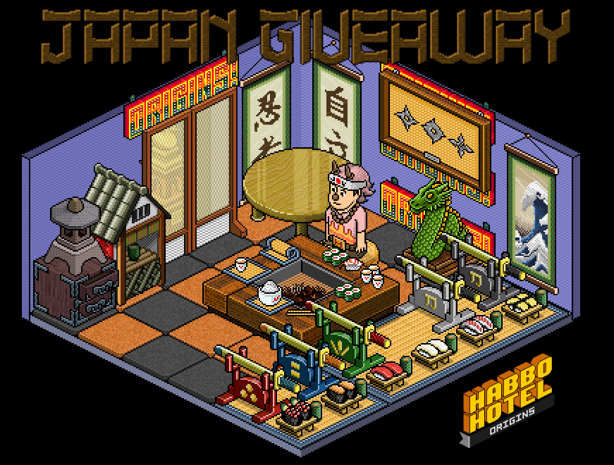 🇯🇵 Giveaway!🍣

Win the Japan furni line set + Dragon + Screen

5 runner-ups will win the White Oriental Screen + Katana Funky Friday set!

🩶Like &amp; RT this post to enter the giveaway

#HabboHotelOrigns
