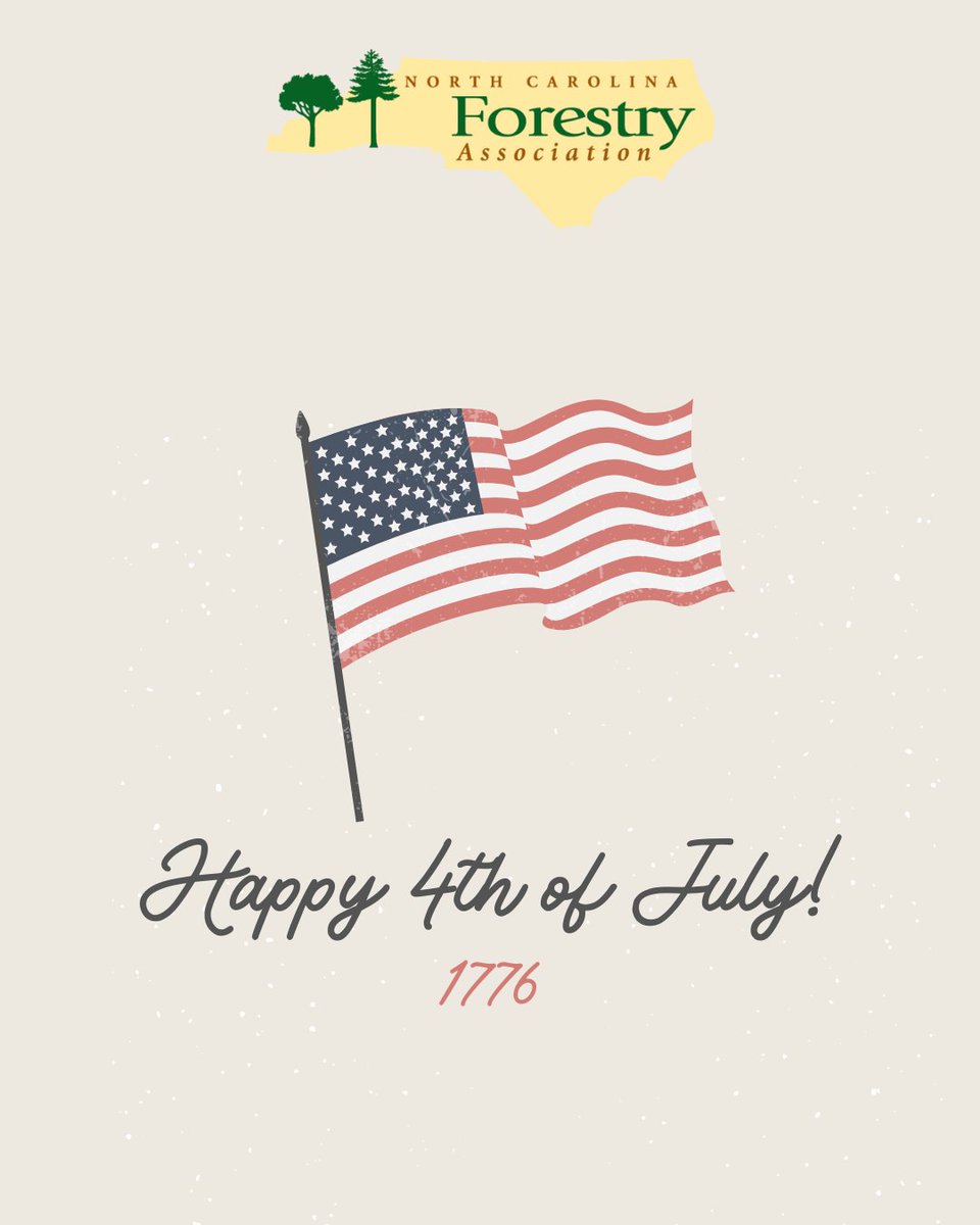 NCForestryAssoc's tweet image. 🎆 Happy 4th of July!

Wishing you a safe and joyful Independence Day filled with time outdoors, cookouts under the pines, and appreciation for the natural beauty of our state. North Carolina’s forests are part of what makes summer celebrations so special. 

#ncforestry