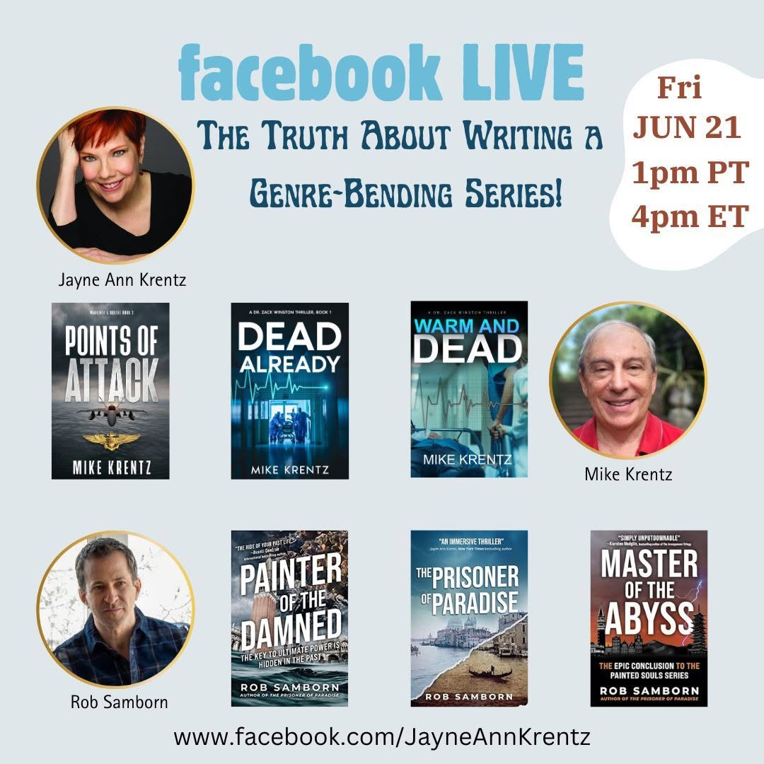 What the heck is genre-bending? What are the risks and rewards of writing a genre-bending book? An entire series? Join us for a Facebook Live real world discussion with a couple of real world writers