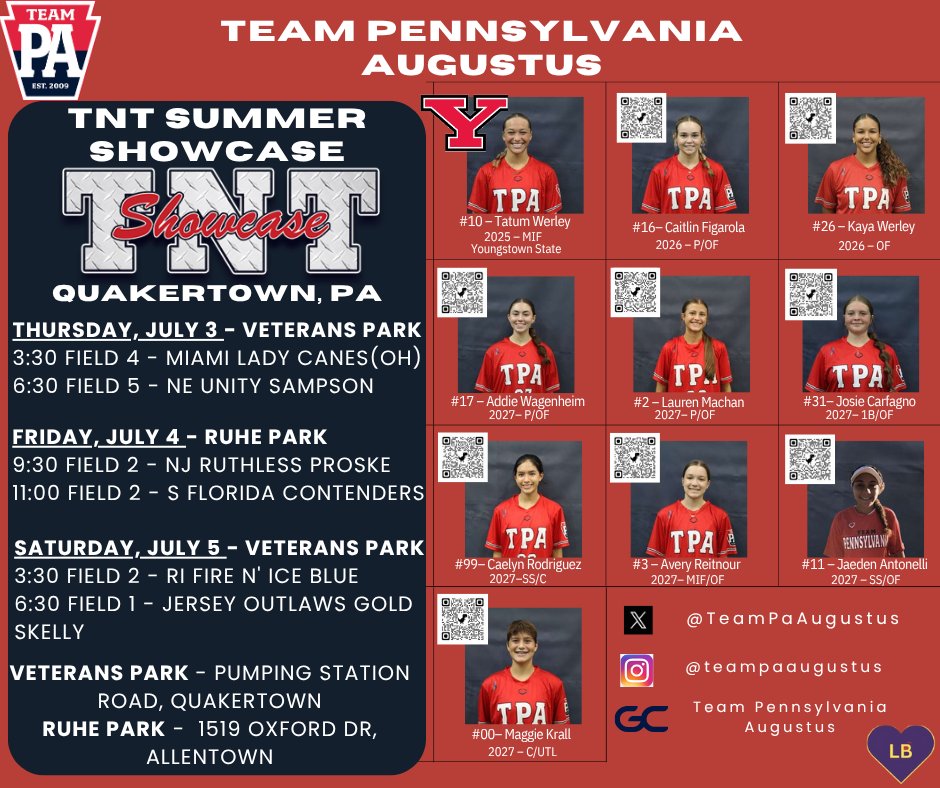 9:30a game cancelled this morning due to last night's rain, our 11am game at Ruhe Park is on! <a href="/teampafastpitch/">Team Pennsylvania Fastpitch</a> <a href="/TNTTournaments/">TNT Tournaments</a>