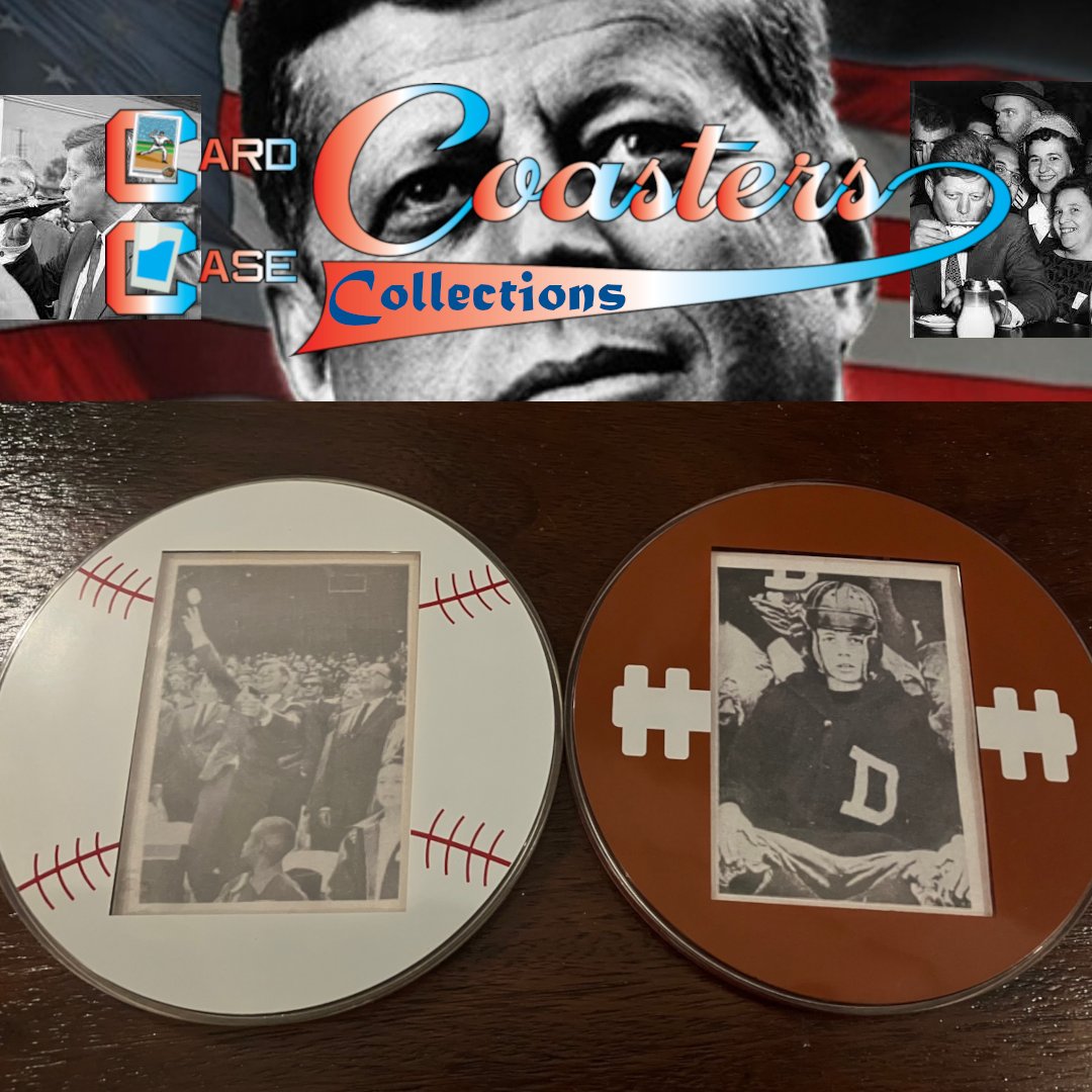 CardCoasters's tweet image. For this particular July 4th Holiday there are no better cards then these two gems from the 1963 John F Kennedy, Rosan Commemorative Set.
Featuring the first, First Pitch Card ever printed! (The next one showing up all the way in 1991 with Colin Powell)
Also displayed and…