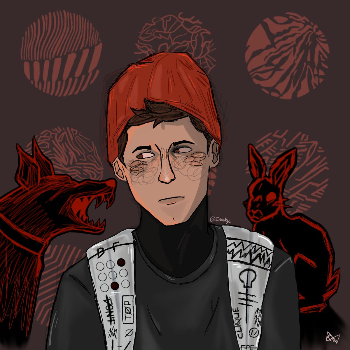 NotMsBeliever's tweet photo. Death inspires me like a dog inspires a rabbit 
#cliqueart #twentyonepilots https://t.co/sud0Ie0AhF