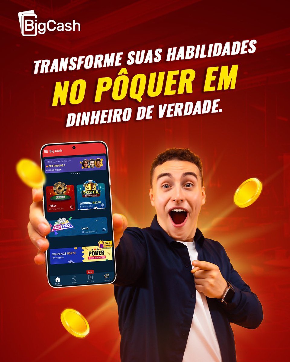 BigCashBrazil's tweet photo. Ganhe dinheiro com seu jogo de cartas. O pôquer virou realidade.

Baixe o aplicativo agora - https://t.co/S3DsQYyLfh

#bigcashpôquer #bigcasgbrasil #PayTime #BigCash #pôquer #BigCashGaming #PlayandWin #RealMoneyGames #SkillBasedGames https://t.co/M7f5RwUjYJ