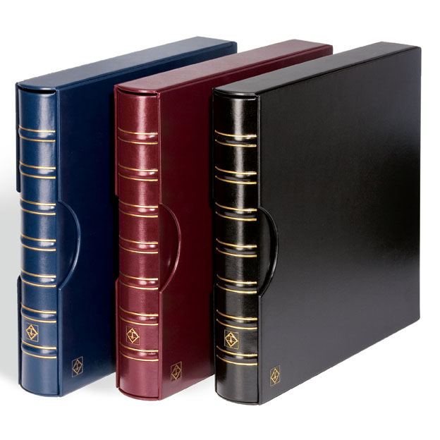 filatelicly's tweet image. #Leuchtturm Maximum is a Premium #ringbinder with slipcase as a set for old and new postcards as well as for mint sheets. 7 ribs in the back with 2 gold stripes. Bookbinder’s quality, high-quality leatherette cover. bit.ly/44djNSL