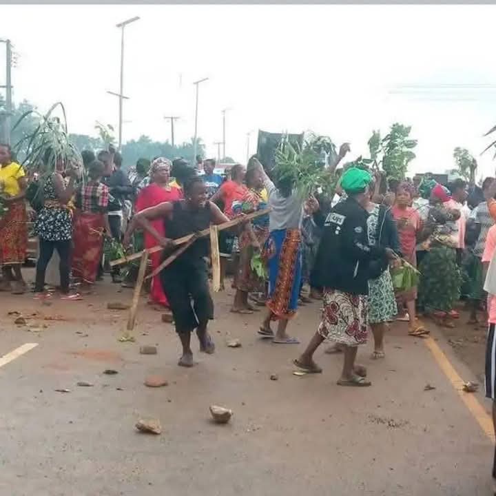 Women from Agan community in Makurdi,the capital of Benue State, on Friday took to the streets to protest the rising insecurity in their area.

The angry women blocked the federal highway near the Agan toll gate, carrying leaves and chanting songs to express their frustration.