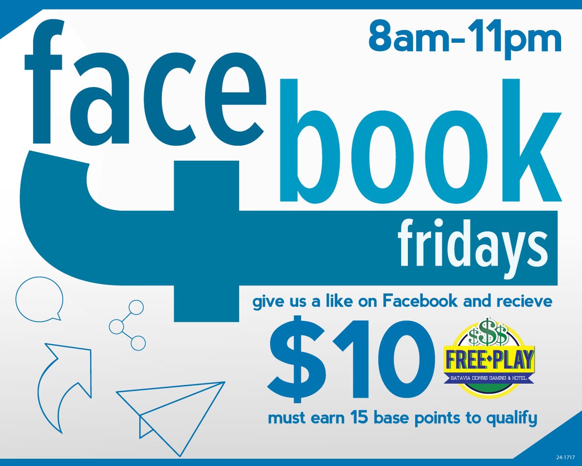 Happy Facebook Friday! 👥 Earn 15 base points between 8am-11pm today &amp; show Player's Club that you liked this post to receive $10 in Free Play!

Official Rules: bit.ly/2TRogu9