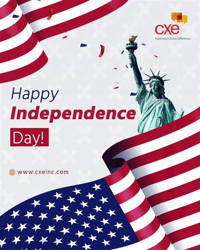 Cxe_Inc's tweet photo. Happy Independence Day from all of us at CXE!

Today, we proudly celebrate the spirit of freedom, unity, and the enduring values that shape our nation.

Wishing you a safe and meaningful July 4th.

#independence #DayDay #4thofJuly #freedom #USA #freedomday #valuesandculture https://t.co/Y9MhEjuwat