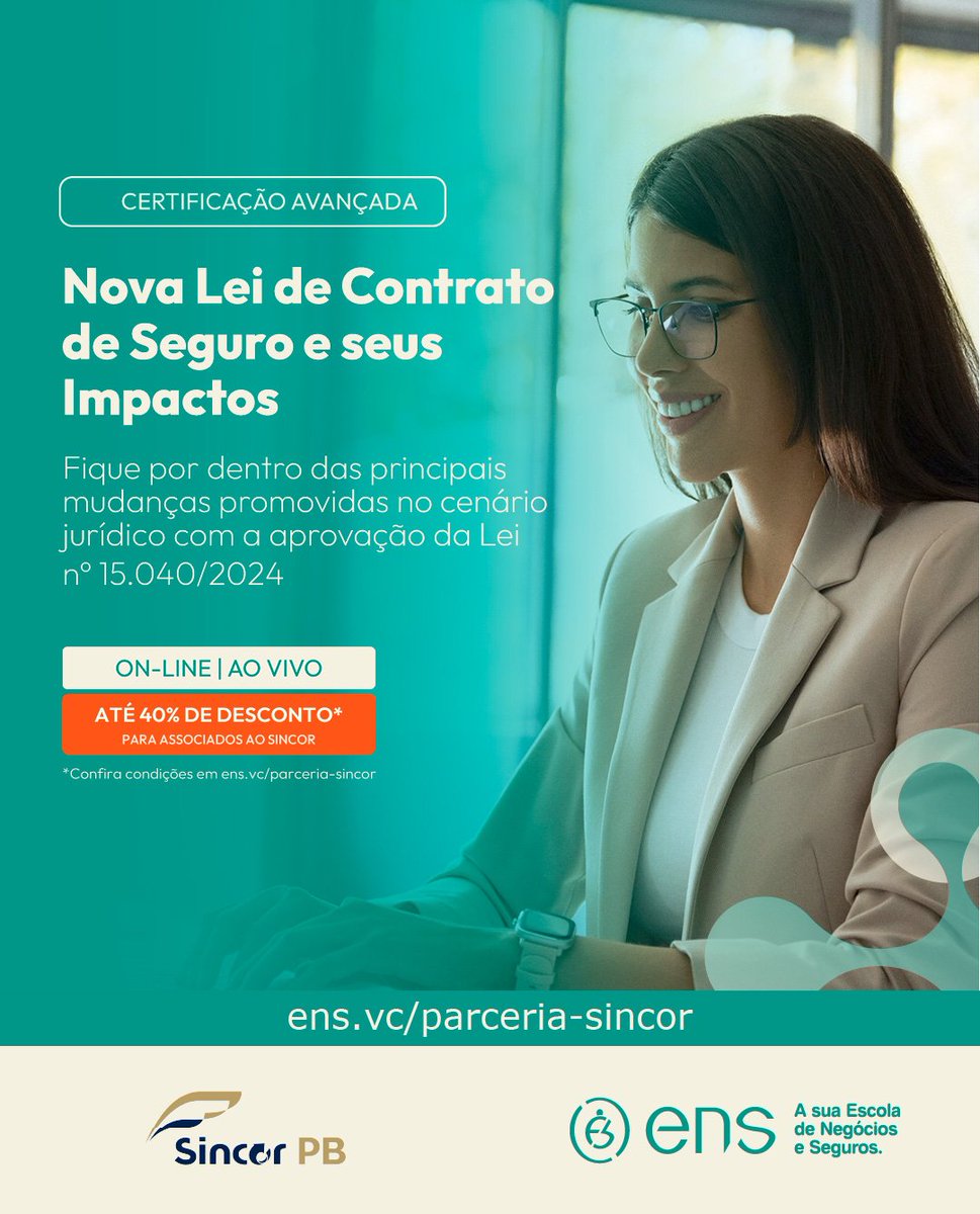 SincorPb's tweet photo. 🚀 Prepare-se para as mudanças que estão transformando o setor de seguros!

🔖Associado Sincor tem até 40% de desconto na Certificação Avançada: Nova Lei de Contrato de Seguro e seus Impactos, @oficial_ens! 

Atenção: turma já confirmada!
 
📲 Saiba mais: https://t.co/bVEh8fTOP2 https://t.co/TSK29s8uJB