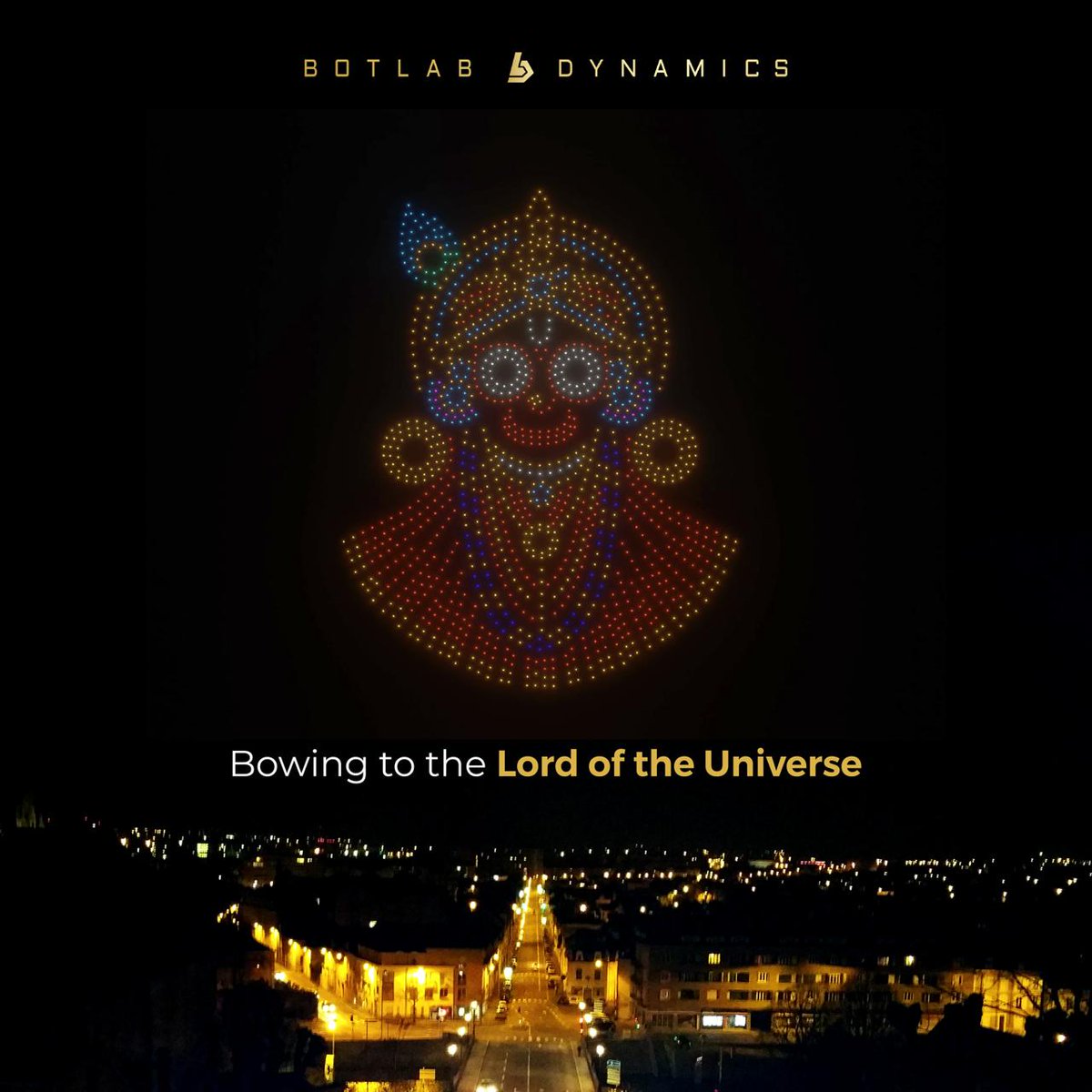 BotLabDynamics's tweet image. Celebrating the #JagannathPuriRathYatra through an enchanting aerial display. #rathyatra2025 .
.
#BotLabDynamics #BotLabDroneShows #LordJagannath #DroneShows #DroneLightShows #jagannathrathyatra #JagannathRathYatra2025 #RathYatra