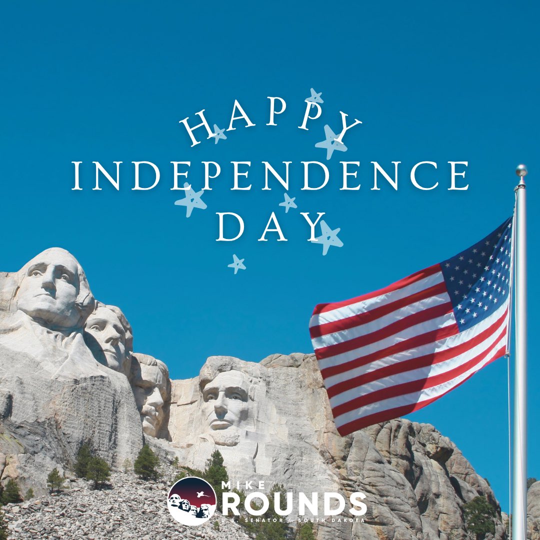 SenatorRounds's tweet image. Today we celebrate the greatest nation in the world, the land of the free and the home of the brave.
Wishing everyone in South Dakota and across America a happy and safe Independence Day! 🇺🇸