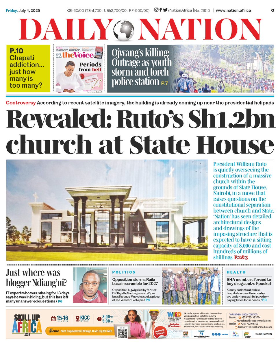 The church being built in State House  has a sitting capacity of 8,000 people. Hope it will be open to the public and Gen Z can also get spiritual nourishment and see how State House looks like. They will have peaceful visit and not invasion.