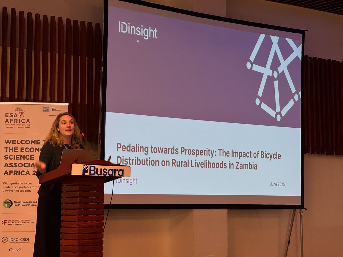 IDinsight (@idinsight) on Twitter photo 📣 IDinsight Associate Director Rachel M. LuSava and Junior Economist Mico Rudasingwa recently spoke at the 2025 ESA Africa Conference hosted by <a href="/BusaraCenter/">Busara Center</a> in Nairobi. ⬇️
🎙️Rachel presented "Pedaling towards Prosperity: The Impact of Bicycle Distribution on Rural Livelihoods 📣 IDinsight Associate Director Rachel M. LuSava and Junior Economist Mico Rudasingwa recently spoke at the 2025 ESA Africa Conference hosted by <a href="/BusaraCenter/">Busara Center</a> in Nairobi. ⬇️
🎙️Rachel presented "Pedaling towards Prosperity: The Impact of Bicycle Distribution on Rural Livelihoods