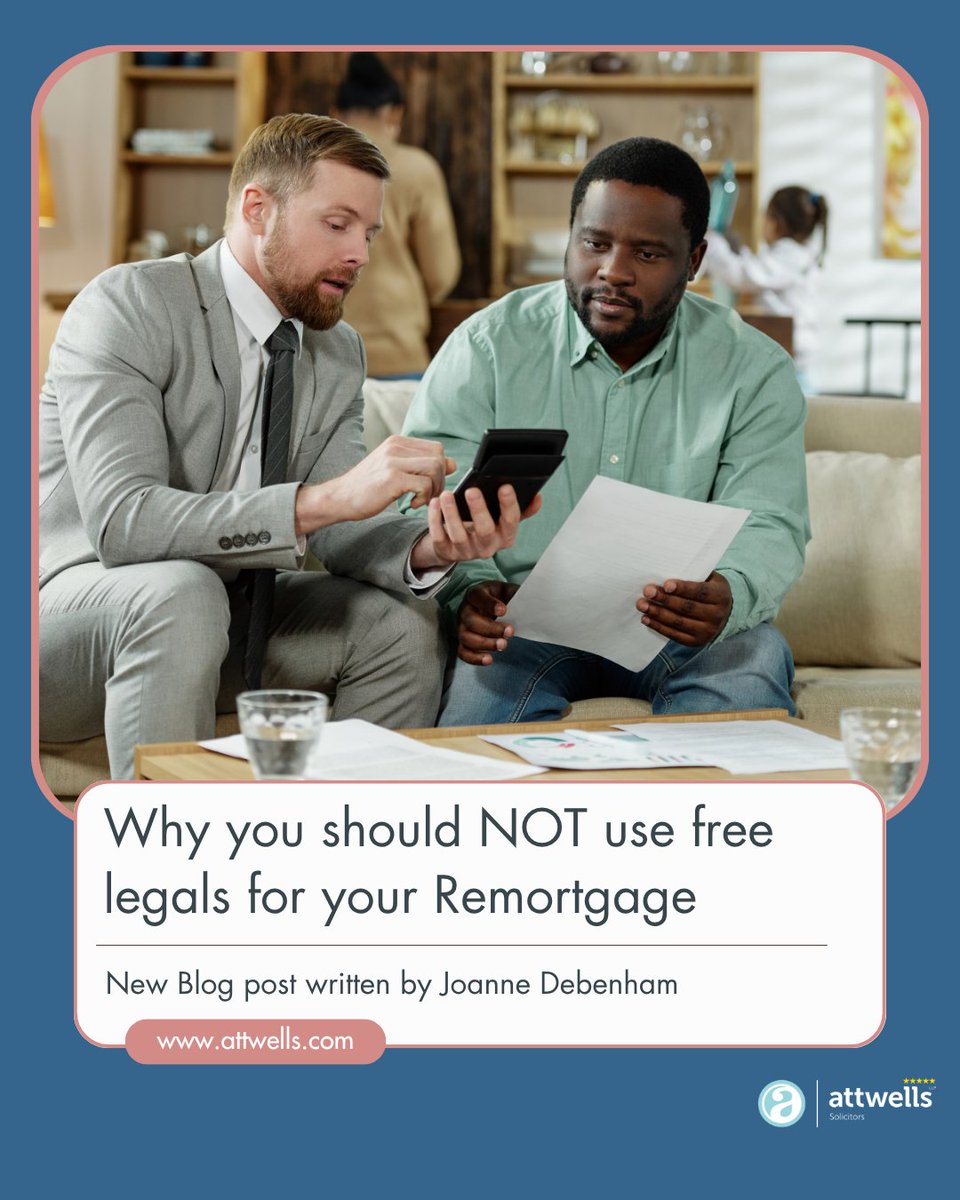 “Free legals” on a re-mortgage = BIG risk: slow queues, no bespoke advice &amp; lender-first priorities. A delay could land you on a costly variable rate. Choose your own solicitor instead. Full story 👉 attwells.com/why-you-should… #remortgage
