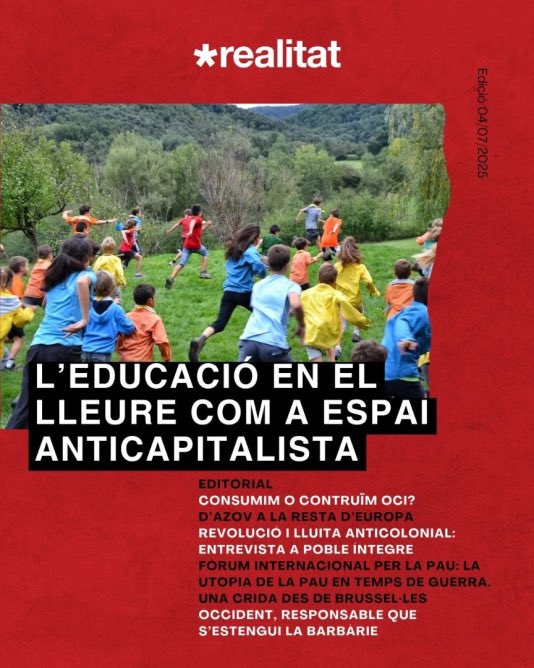 🔴 NOVA EDICIÓ

🗞️ A l’editorial d’avui podreu trobar pinzellades sobre l’actual (des)ordre internacional. I llegir sobre l’educació en lleure com a espai anticapitalista, el fòrum internacional per la pau, una entevista molt interessant a l’associació Poble Íntegre i més.

🧵FIL