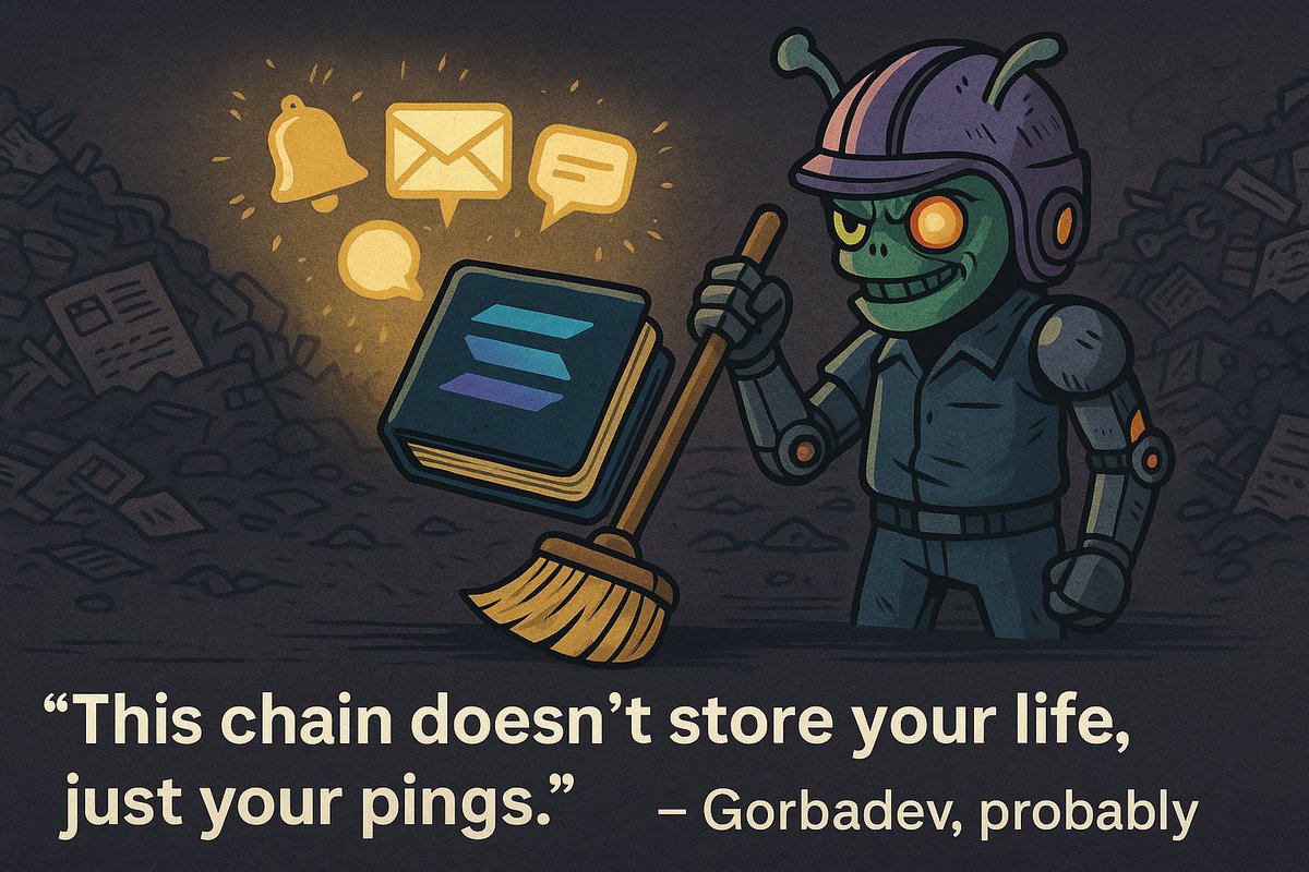 🔥 Forget “state”—meet the world’s first on-chain notification engine that just works:

We fork Solana, toss the contracts, and build a notification chain with no states, no composability drama, and zero spam:

No spam: Only token-holders (us) can send notifications; every ping
