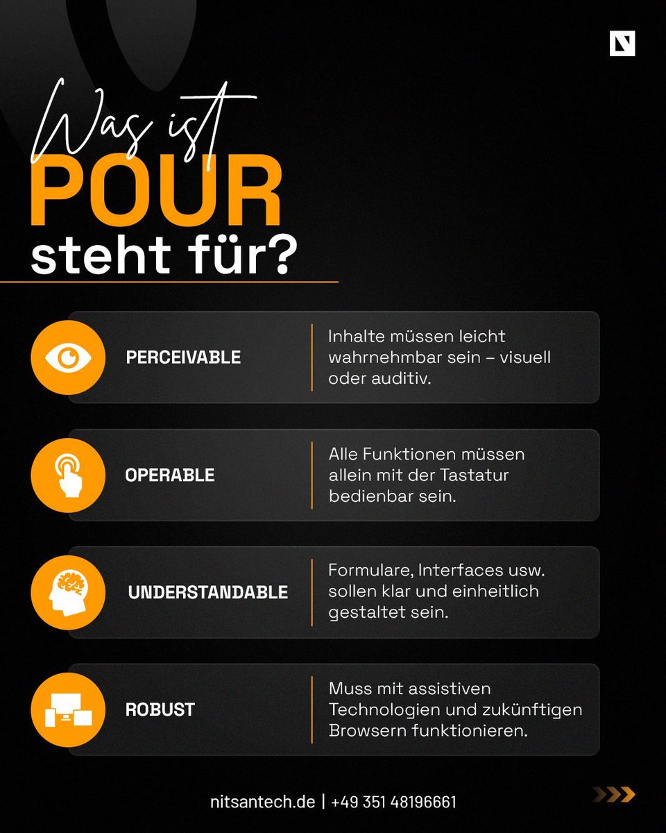 nitsantech's tweet image. Hast du schon von POUR gehört?🤔

Es ist das Fundament digitaler Barrierefreiheit, &amp;amp; etwas, das jeder #TYPO3 Website-Betreiberin kennen sollte.
Erfährst du, wofür #POUR steht &amp;amp; es dir hilft, deine Website barrierefrei für alle gestalten.

✨Bleib dran, es kommt etwas Großartiges!
