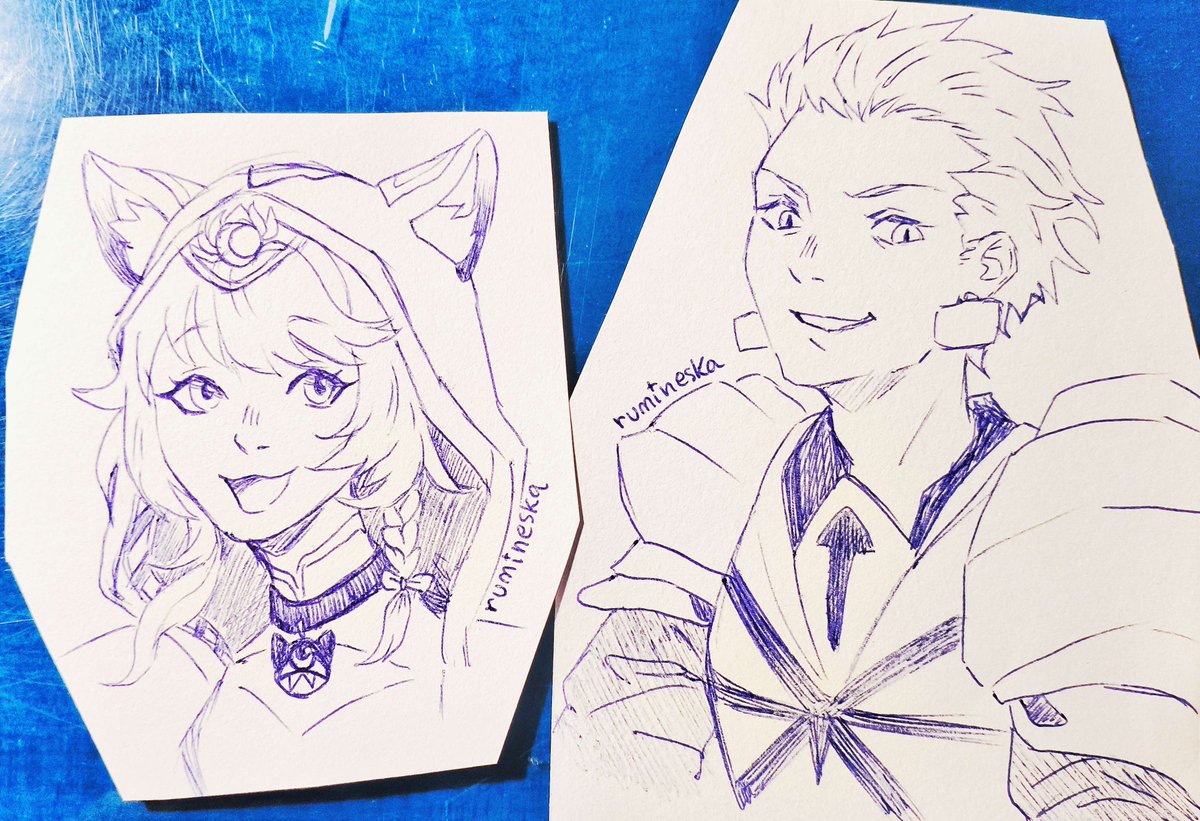 rumineska's tweet image. Still practicing on quick doodles on paper.
Today I drew Cipher for @benneve71 and i threw something extra cuz you might like it :)
#HonkaiStarRail #FateGrandOrder