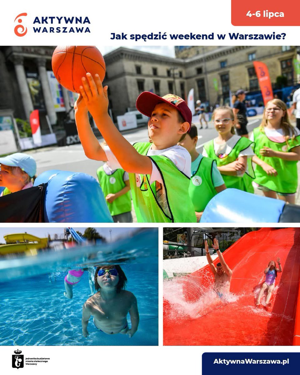 Przed nami weekend, a jak weekend, to oczywiście sportowe propozycje🥰

📅Piątek (4.07):
Czas na wodne 🏊💧szaleństwo w Park Wodny Moczydło, gdzie czekają na Was:
💦 basen rekreacyjny
🫧 wodny plac zabaw
🏊 basen sportowy
👶 brodzik
🏐 boiska do siatkówki plażowej
🏖️ boisko do