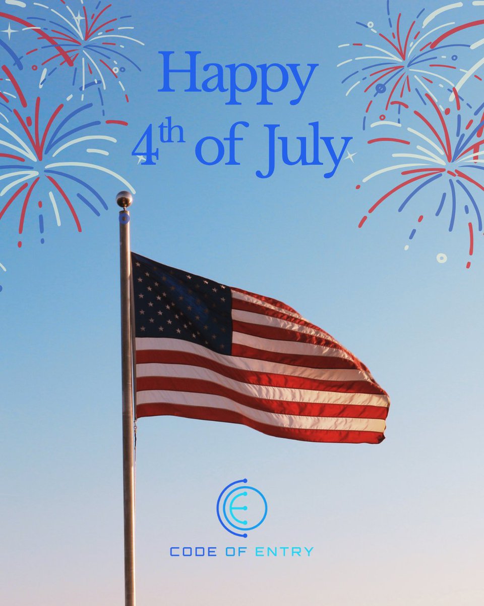 codeofentry's tweet image. 🎆 Happy 4th of July from all of us at Code of Entry! 🇺🇸
Today, we celebrate freedom, innovation, and the power of independence. Wishing you a safe and spectacular holiday! 🔐💻 #IndependenceDay #CodeOfEntry #FourthOfJuly #TechFreedom