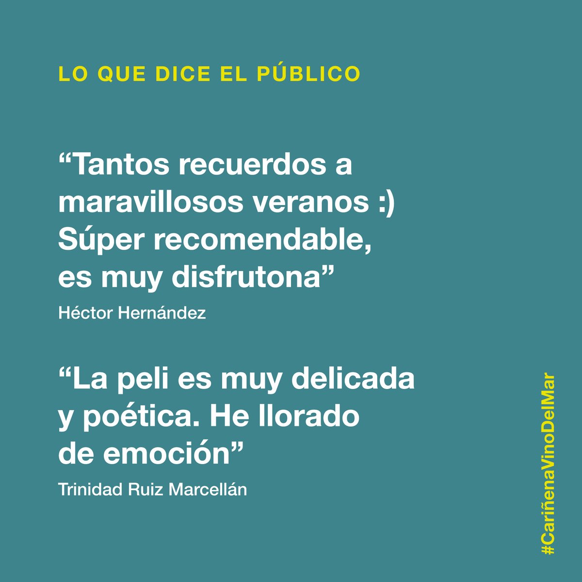 Nos emociona leer y escuchar estos comentarios de los espectadores. 💖 ¡Gracias por elegirnos!

¿Todavía no has visto #CariñenaVinoDelMar? Ve al cine y cuéntanos. 🌊 Súmate a la revolución de las buenas personas.
