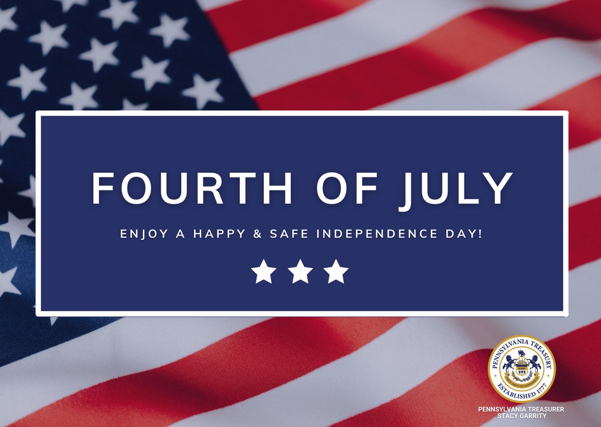 Today we celebrate the creation of our great nation as we remember the importance of the freedoms granted to us by our Founding Fathers right here in Pennsylvania.

Have a happy and safe Independence Day! 🇺🇸 🎇