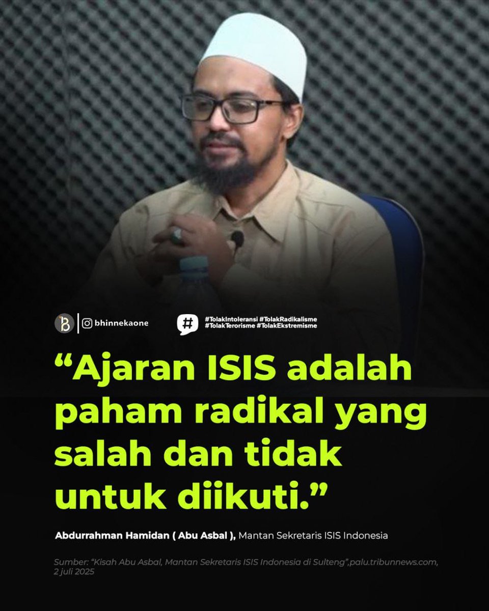KISAH ABU ASBAL, MANTAN ISI5

Abdul Rahman Hamidan alias Abu Asbal, mantan tokoh penting JAD 

Berawal dr hasrat belajar agama, lulusan Madrasah Tsanawiyah di Palu ini mengambil tawaran beasiswa dari sebuah kampus milik  Arab Saudi di Jakarta

google.com/amp/s/palu.tri…