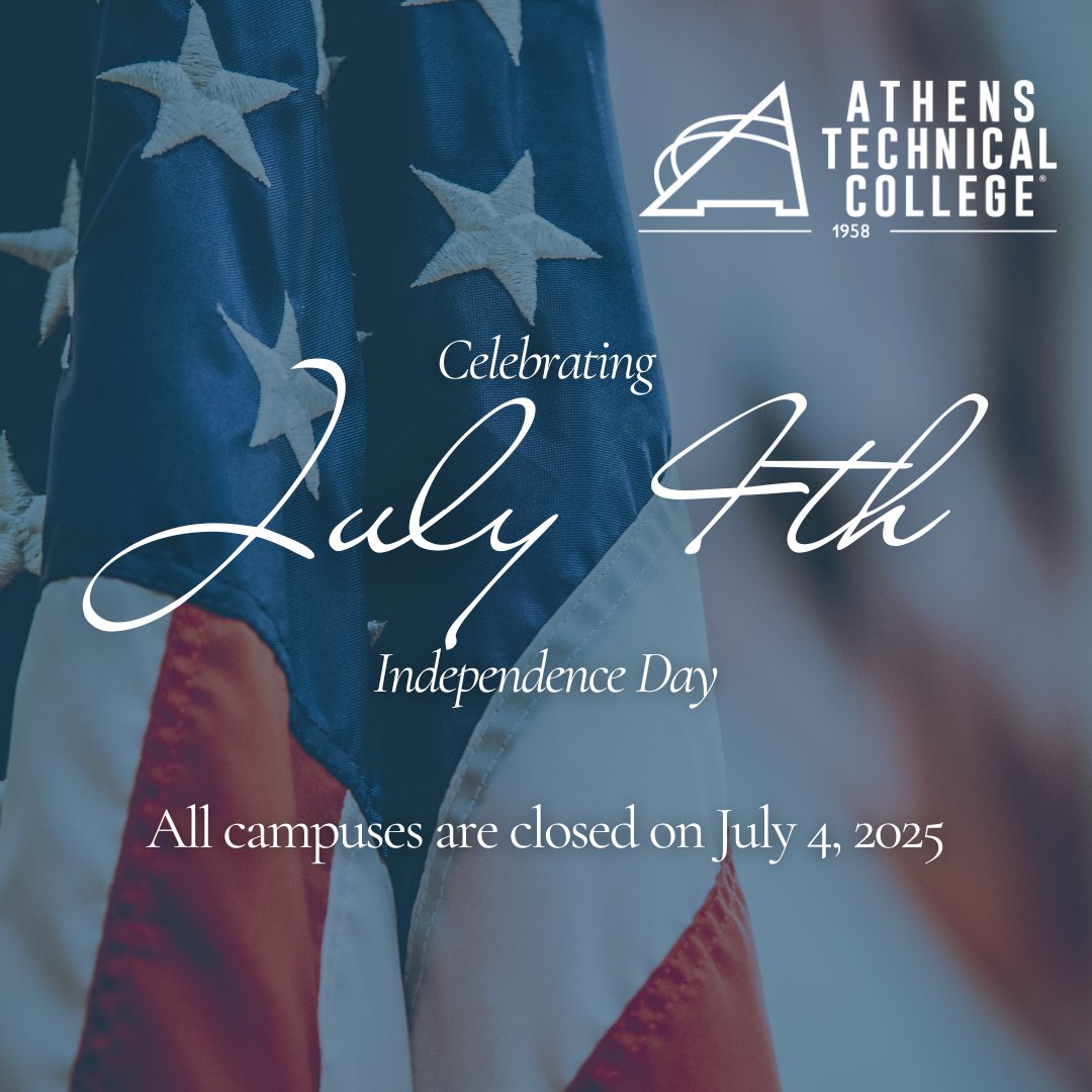 All ATC campuses are closed in observance of Independence Day. We hope you have a safe and relaxing holiday!