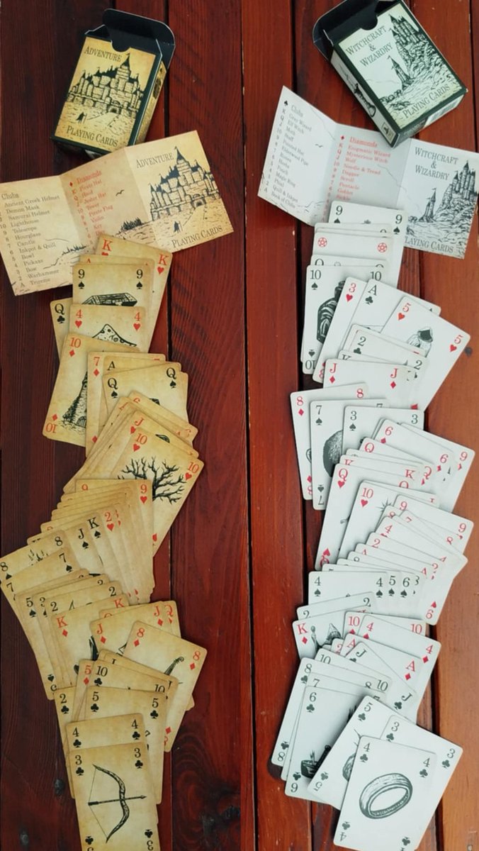 Witchcraft &amp; Wizardry Playing Cards and the Adventure Playing Cards.
Fantasy-themed playing cards.
paramythgames.com