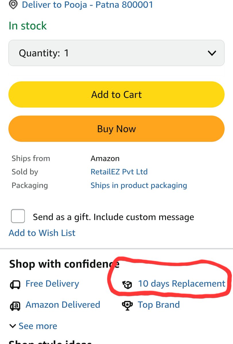 pooja_karn's tweet photo. @AmazonHelp @amazonIN 
Why your customer service is non-functional with this order ? This item comes with 10 days replacement and now these is no option for the same on the return/replace page.  Do the needful asap. https://t.co/njsoJDpYhl