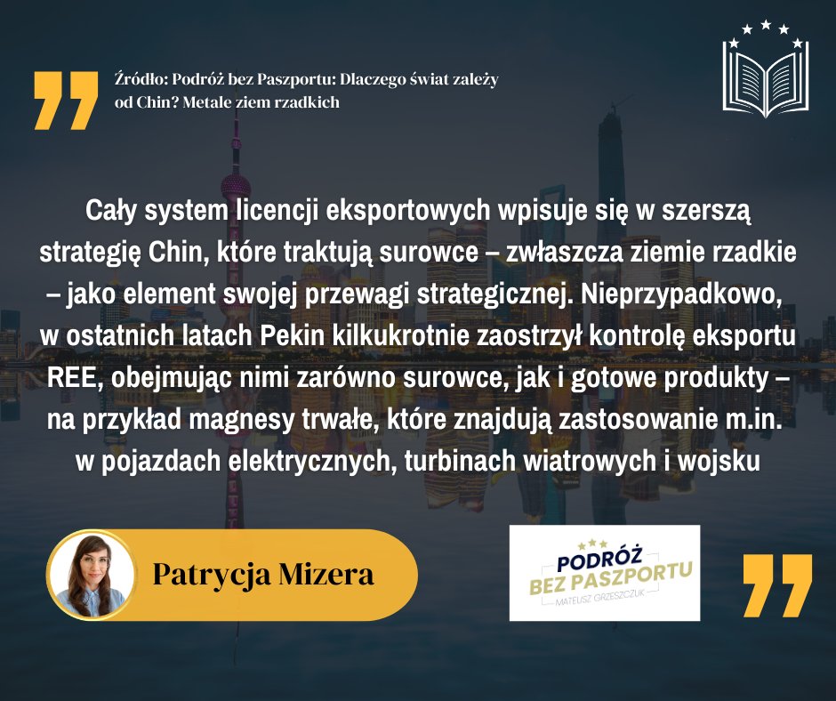 Instytut Nowej Europy (@ieuropy) on Twitter photo 🇨🇳📊🌍 Szczegółową analizę roli Chin na rynku REE, działania systemu licencji eksportowych oraz jego wpływu na geopolitykę znajdziecie w materiale #PodróżbezPaszportu, autorstwa <a href="/Patrycja_Mizera/">Patrycja Mizera</a>.
🔗: youtube.com/watch?v=pn8dV0…
Serdecznie zachęcamy!
🟨Instytut Nowej Europy 🇨🇳📊🌍 Szczegółową analizę roli Chin na rynku REE, działania systemu licencji eksportowych oraz jego wpływu na geopolitykę znajdziecie w materiale #PodróżbezPaszportu, autorstwa <a href="/Patrycja_Mizera/">Patrycja Mizera</a>.
🔗: youtube.com/watch?v=pn8dV0…
Serdecznie zachęcamy!
🟨Instytut Nowej Europy