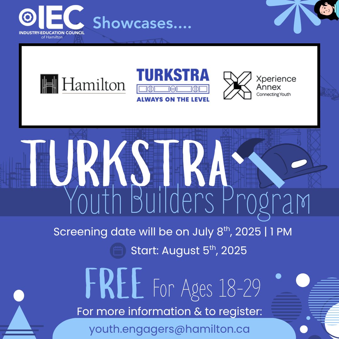 IEC Hamilton (@iechamilton) on Twitter photo The Turkstra Youth Builders Program is holding another cohort starting August 5th for ages 18-29.
Interested? Register today!
Contact:
youth.engagers@hamilton.ca
<a href="/cityofhamilton/">City of Hamilton</a>
#Youth #Turkstra #Training The Turkstra Youth Builders Program is holding another cohort starting August 5th for ages 18-29.
Interested? Register today!
Contact:
youth.engagers@hamilton.ca
<a href="/cityofhamilton/">City of Hamilton</a>
#Youth #Turkstra #Training