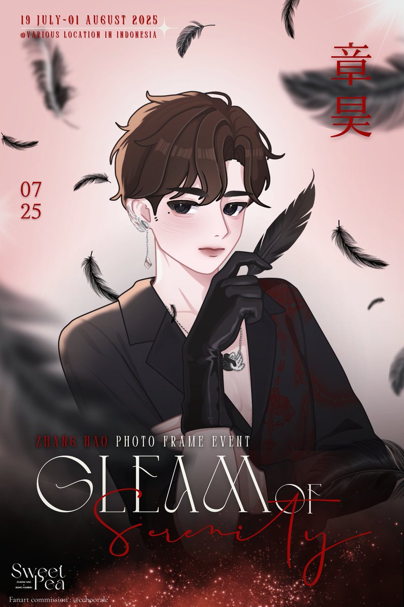 sweetpeas_hb's tweet photo. 𝐙𝐡𝐚𝐧𝐠 𝐇𝐚𝐨 𝐁𝐢𝐫𝐭𝐡𝐝𝐚𝐲 𝐄𝐯𝐞𝐧𝐭

❀ 𝑺𝒘𝒆𝒆𝒕 𝑷𝒆𝒂 ❀

✦•┈๑⋅⋯𝙲𝙴𝙻𝙴𝚂𝚃𝚆𝙾𝚂⋯⋅๑┈•✦

𝒢𝐿𝐸𝒜𝑀 𝑜𝒻 𝒮𝐸𝑅𝐸𝒩𝐼𝒯𝒴
________๑𓍢ִ໋🦢๑________

𝙵𝚊𝚗𝚊𝚛𝚝 𝙿𝚘𝚜𝚝𝚎𝚛

Show off your graceful poses with the very beautiful and lovely Zhang Hao Fanart from Sweetpea ✨️

Fanart Commission: @cchoorale

Details will be announced soon  
#GleamOfZhangHao
#ZHANGHAO
#장하오