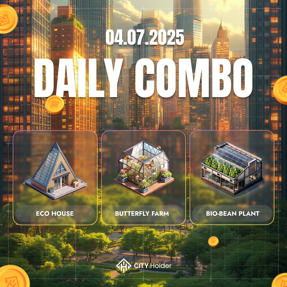 city_holder's tweet image. ⏰ 30 minutes left to complete yesterday's combo!

✔️ Eco House
✔️ Butterfly Farm
✔️ Bio-bean Plant

⛺️🌙     🏕🔥    🏡🌿

Play #CITYHolder now: t.me/cityholder/game 

#BuildToEarn #PlayToEarn #DailyCombo