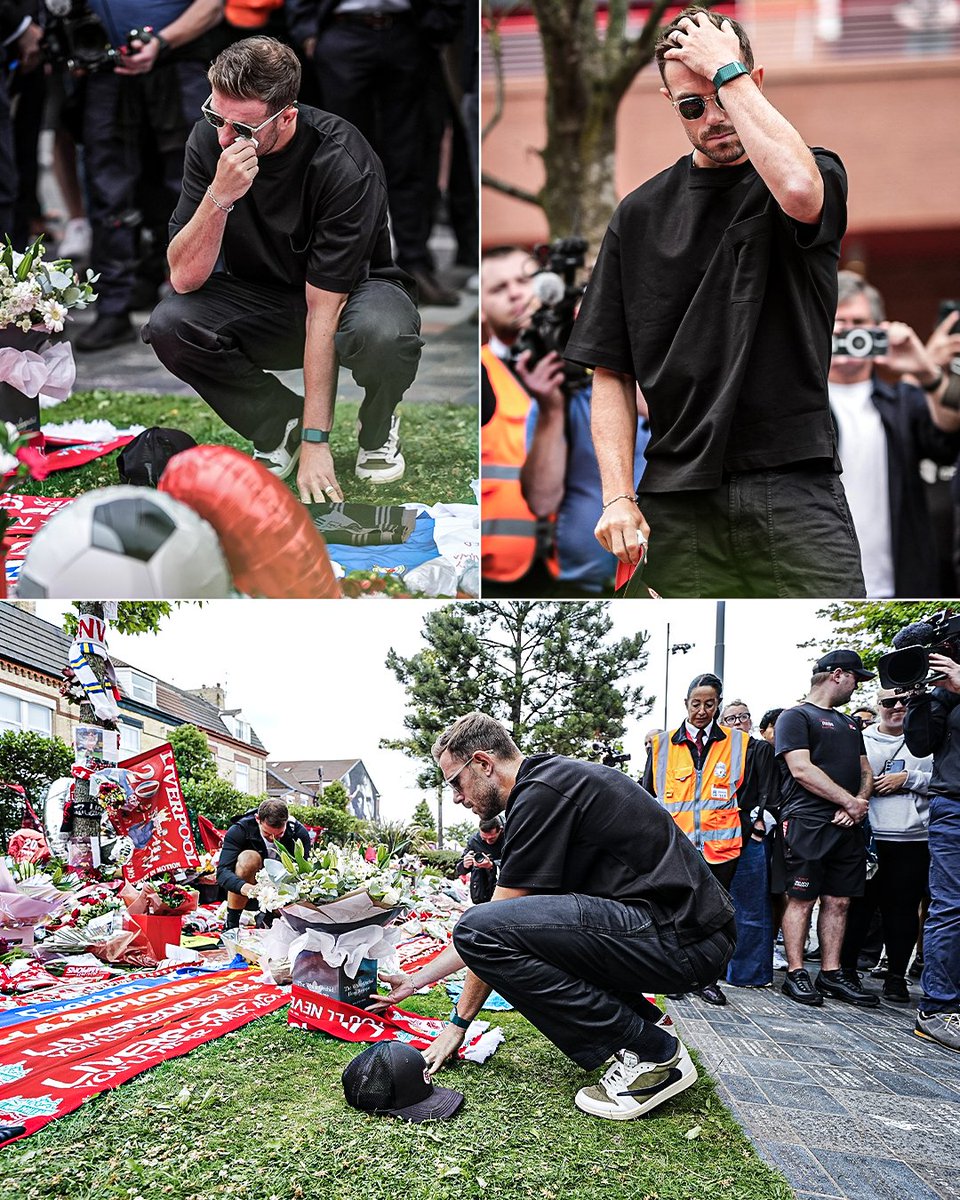 Jordan Henderson returns to Anfield to pay tribute to Diogo Jota.
