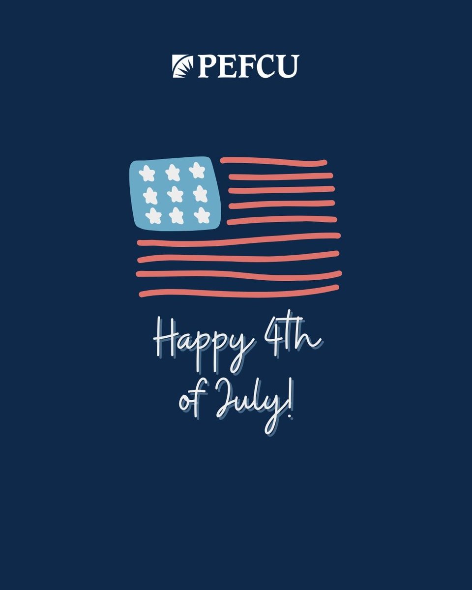 PEFCU is closed today, July 4, in observance of Independence Day.​
​
Don't forget – you have 24/7 access to your accounts with PEFCUMobile and PEFCUOnline!​
​
Plus, you have access to over 30,000 surcharge-free ATMs with the CO-OP ATM Network.