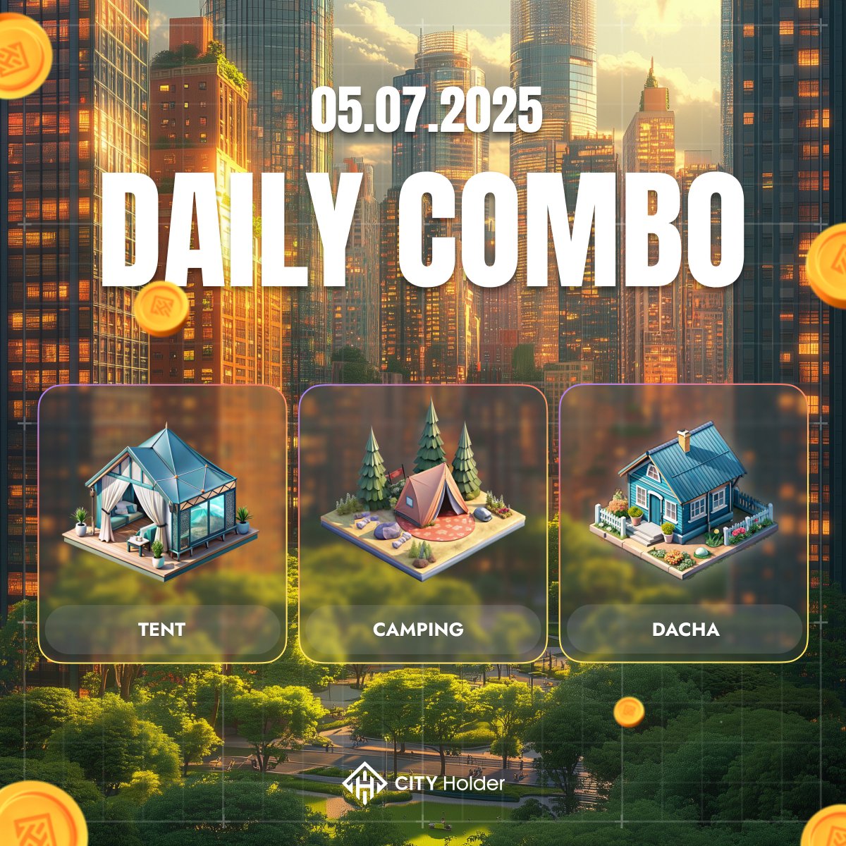 city_holder's tweet image. ⏰ 30 minutes left to complete yesterday's combo!

✔️ Tent
✔️ Camping
✔️ Dacha

🍭🏭     ☕️🍰     🍽🍷

Play #CITYHolder now: t.me/cityholder/game 

#BuildToEarn #PlayToEarn #DailyCombo