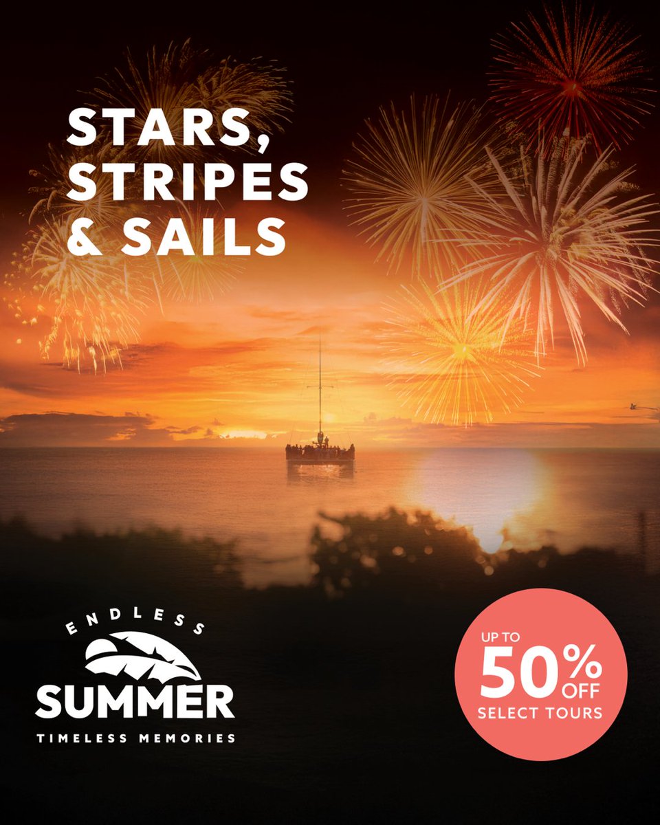 FLASH SALE ✨

Fireworks overhead, ocean below, and up to 50% off to keep your Endless Summer glowing.

Catch it before it sails: bit.ly/3TWFB04 ￼

#IslandRoutes #4ofJuly #EndlessSummer