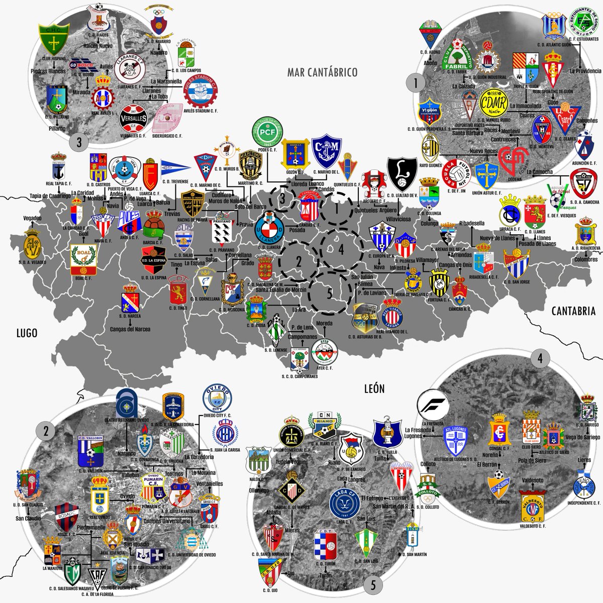 GradaBpro's tweet photo. 📌Es una verdadera pasada el MAPA DEL FÚTBOL ASTURIANO que se ha currado @RSGinfo1905 

¿Está tu equipo aquí? https://t.co/N1VcduSDBe