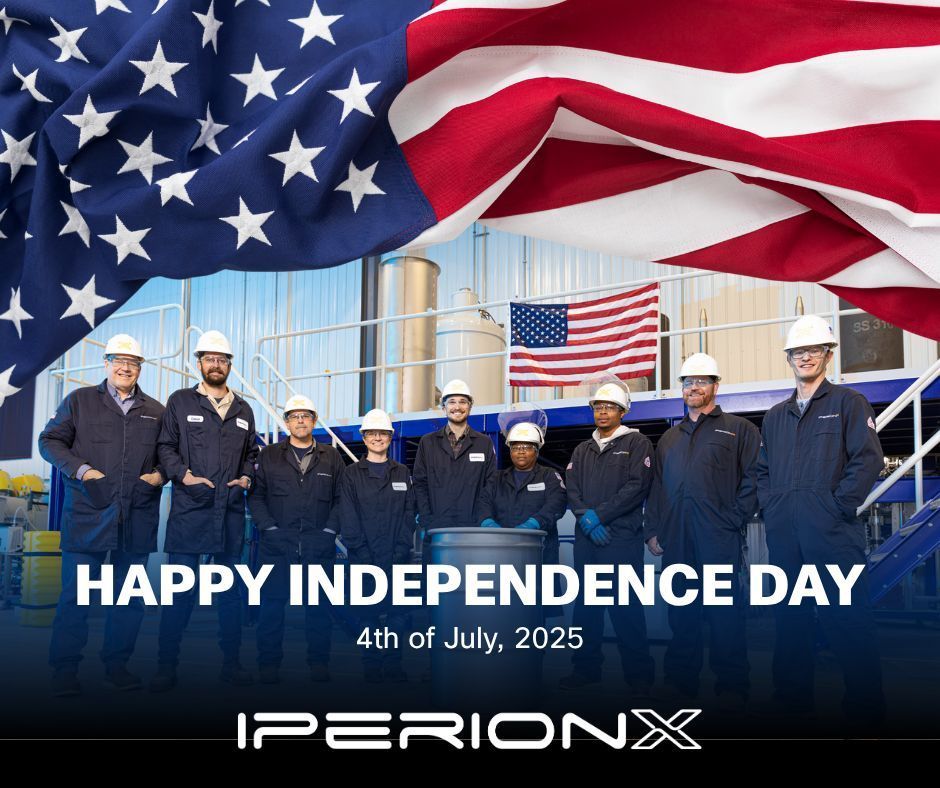 Happy Independence Day, from all of us at <a href="/iperionx/">IperionX</a>!
 
As we celebrate Independence Day we are proud to lead the way in transforming the titanium industry. Our advanced technologies enable the production of high-performance titanium parts and powder from either 100% recycled
