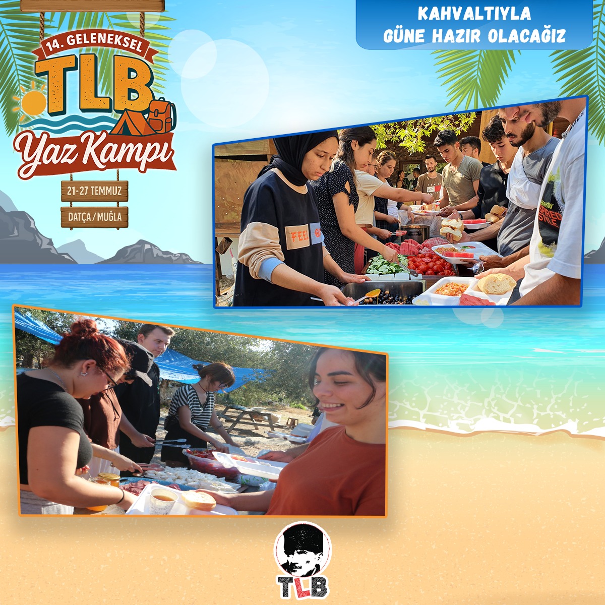📢 14. Geleneksel TLB Yaz Kampı Seni Bekliyor!

🧀🍅TLB Yaz Kamplarında sabah sporunun ardından kahvaltı ile dolu dolu geçecek bir kamp gününe hazır oluruz!

21 Temmuz'da Datça'dayız; sen de yerini ayırt ⬇
forms.gle/Rkze6TJagkzaCV…