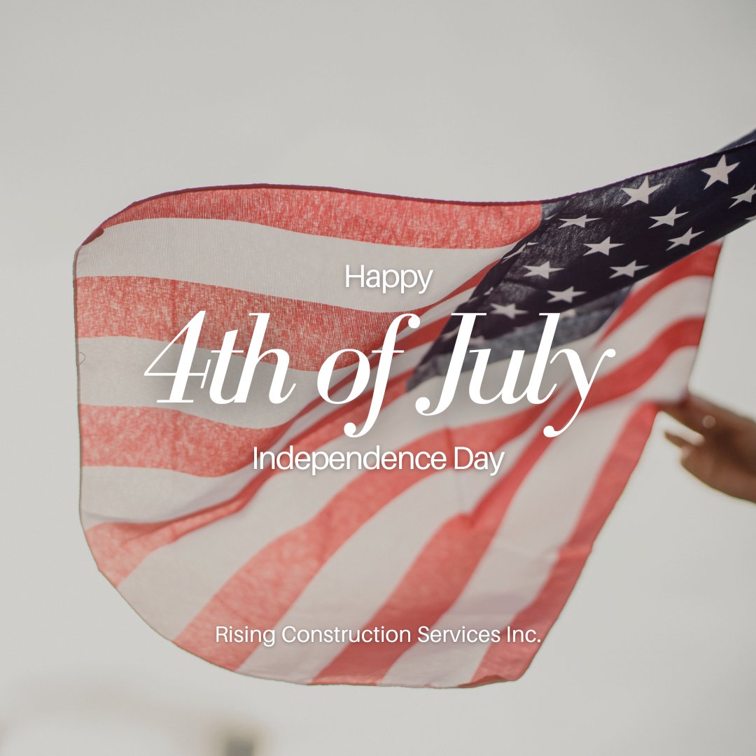 risingcsinc's tweet photo. Happy Fourth of July! 🎆
Wishing you a day full of fun, family, and freedom.
From all of us at Rising Construction Services Inc., thank you for your support!

#FourthOfJuly #CelebrateFreedom #ThankYou https://t.co/Es1CKlzs54