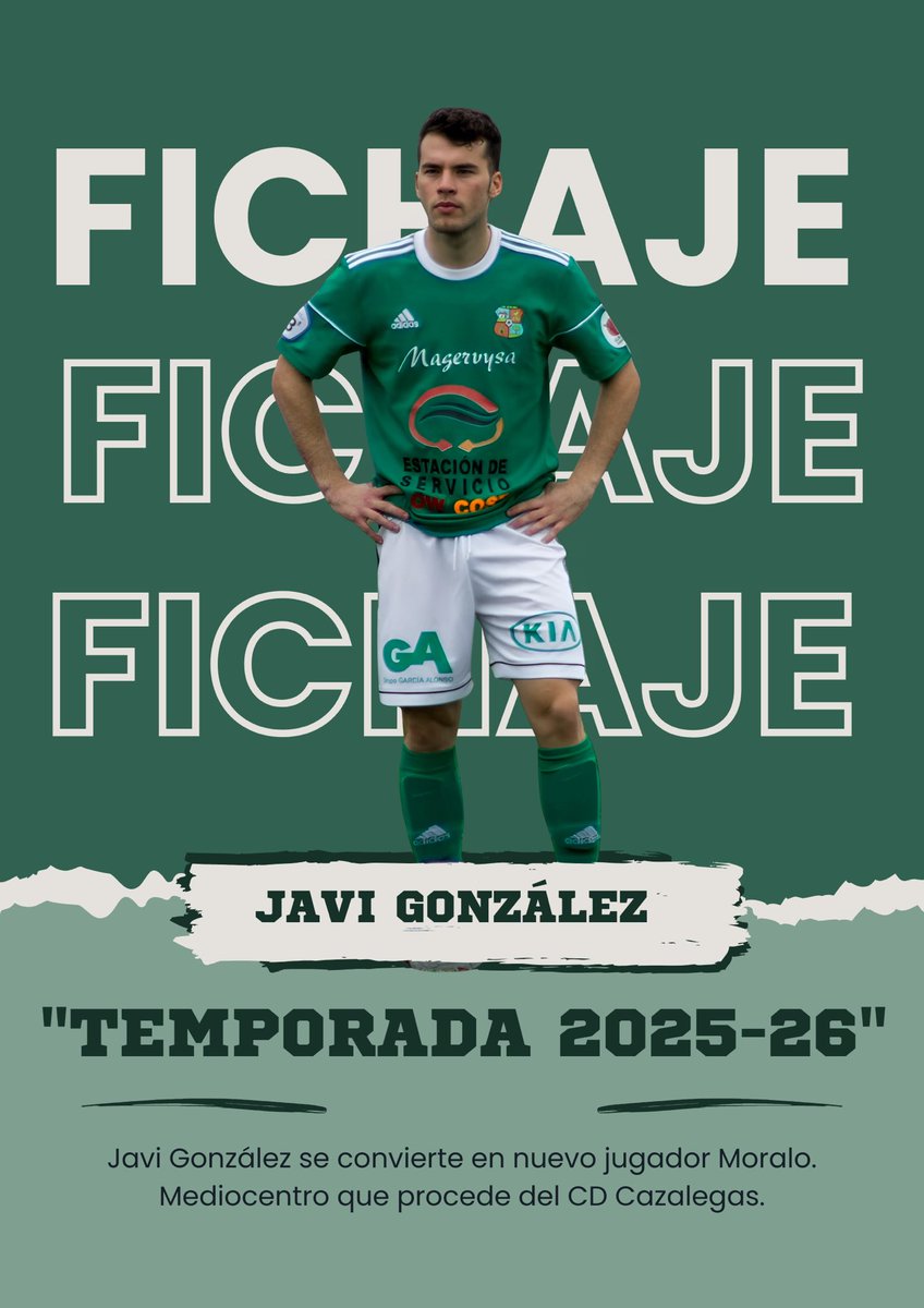 📋OFICIAL || Javi González

👉🏻 Javier González Rivera (Badajoz, 1998) se convierte en nuevo jugador verdiblanco.

🎩 Centrocampista jugón, con dominio de la medular y con mucha clase.

🔝Futbolista que regresa a Navalmoral tras su paso por el CD Diocesano, donde consiguió el