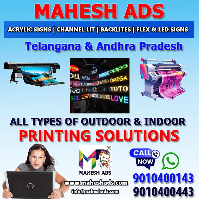 maheshads_'s tweet photo. ALL TYPES OF OUTDOOR & INDOOR PRINTING SOLUTIONS!!
One of the best printing services in Mallapur, Hyderabad , Telangana & Andhra Pradesh.
https://t.co/JKr9WukhgI
#OUTDOOR_INDOOR_Printing_Services #MaheshAds
#Acrylic_Boards_with_LED_Lights #Backlites #Channel_Lit #Eco_Printing https://t.co/Bajt1P8Fpz